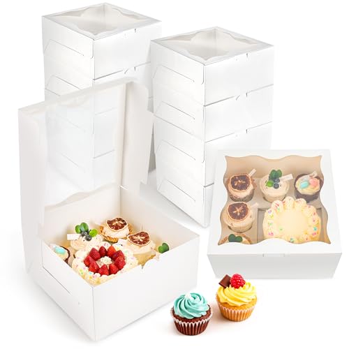NPLUX 4 Pack 1+5 Bento Cake Cupcake Boxes with Window