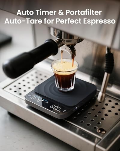 RENPHO Espresso Scale with Timer, Rechargeable, 0.1g Accuracy, 3kg - color: Black-coffee scale