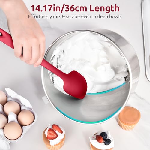 U-Taste 14" Long Silicone Spoonula, 600°F High Temp Spoon Spatula, Red - color: Red, size: 14 in (spoon spatula)