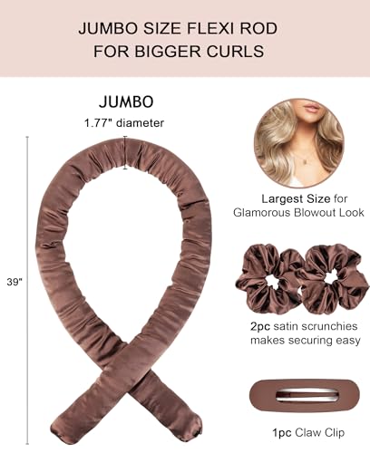 Jumbo Satin Heatless Curls Overnight Curling Rod Set - color: Jumbo Chestnut