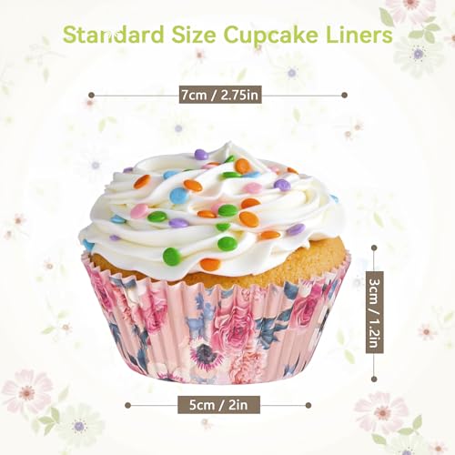 Standard Floral Cupcake Liners, Colorful Muffin Baking Cups 400pcs - size: Standard Size