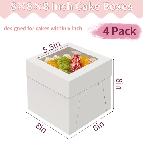 WINKIO Cake Boxes 8 inch, Cake Carrier Holder, Storage Transport Container - size: 8x8x8