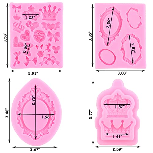 ZiXiang Picture Frame Silicone Molds Crown Bow Candy Fondant Mold Set Of 4 - color: Style D