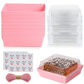 20 Pack Charcuterie Box with Lids, Pink Square Cookie Disposable Paper Food Containers to Go Bakery Boxes for Strawberries, Cake Slice, Desserts, Donuts, Valentine, Wedding, Home Use & Outdoors - color: Pink, style: 20pcs