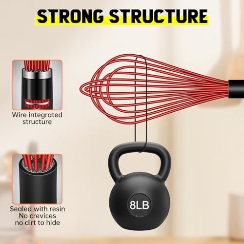 HOTEC 4Pcs Silicone Whisk Set, Wire Balloon Whisks for Cooking Egg Beater - color: Red,Yellow,Blue,Purple
