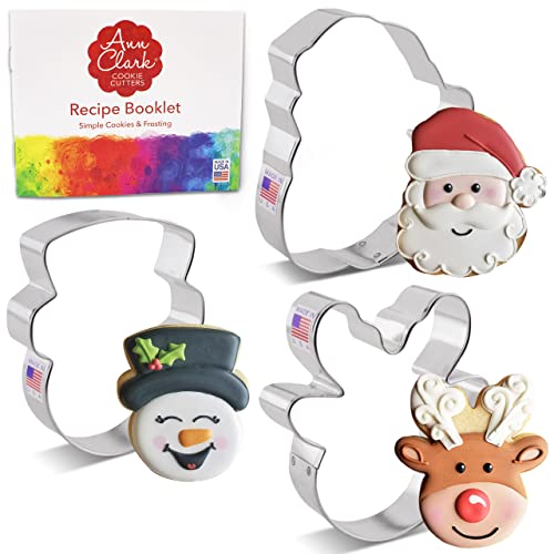 Ann Clark Faces of Christmas Cookie Cutter Set of 3, Made in USA