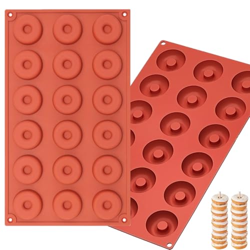 2pcs Mini Donut Pan Silicone Mold for Mini Donut, 18 Cavities Silicone Molds for Donut Home Reusable Donut Baking Pan Tray