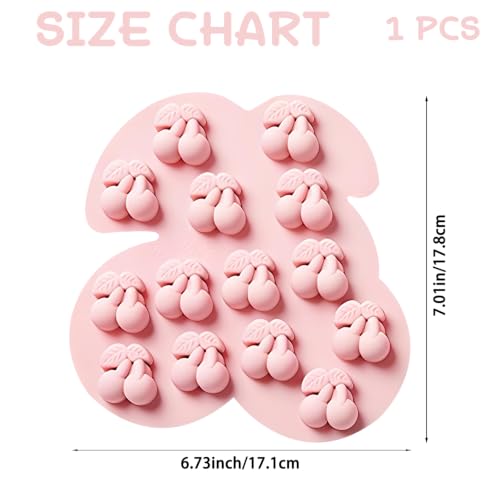14 Cavity Cherry Silicone Mold for Chocolate and Candy, Fruit Design - color: Pink-XY036