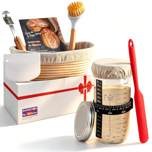 Boxed Sourdough Starter Feeding Jar Kit with Oval Proofing Basket and Bread Making Tools Bread Making Accessories - size: Oval