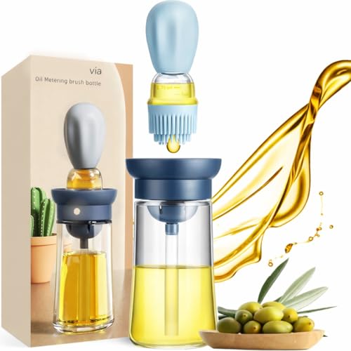 2-in-1 Oil Dispenser Glass Bottle with Silicone Brush, Sky