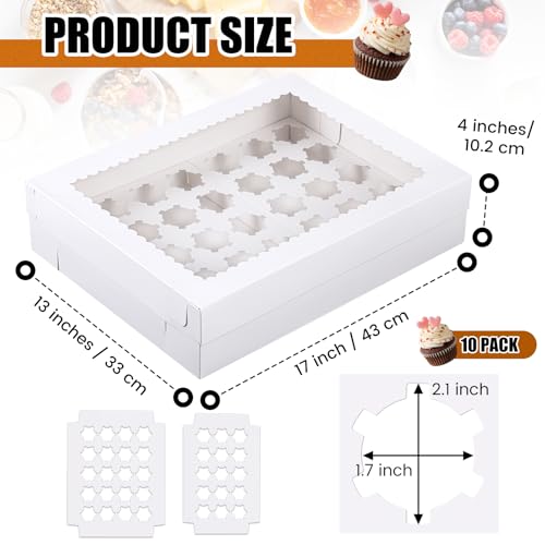 AmazingSpark 5 Pack 35 Count Cupcake Boxes, Mini Cupcake Containers, 16.9 x 13 x 4 Inch White Disposable Bakery Boxes with Window and Inserts for Birthday Holiday Party Bakery Desserts - color: White, size: 16.9 x 13 x 4 Inch