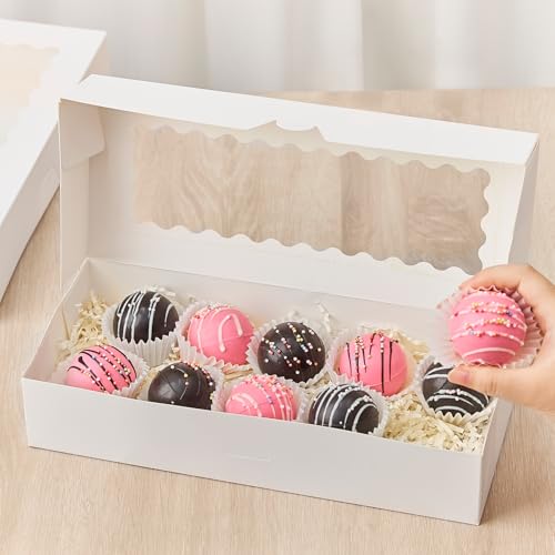 Kucoele 20 Pack 12.5" x 5.5" x 2.5" Cookie Boxes with Window