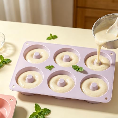 1pc 6-Cavity Silicone Donut Mold – Non-Stick Baking Pan for Donuts, Bagels and Dessert Making, Reusable Oven Bakeware Tool