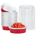 Beasea Disposable Mini Pie Tins with Lids, 50 Pack 4” 8oz Bright Red Aluminum Baking Foil Tins Small Round Tart Container for Individual Dessert Cupcake Muffin Cheesecake Ramekin Quiche Oven Dishes - color: Bright Red