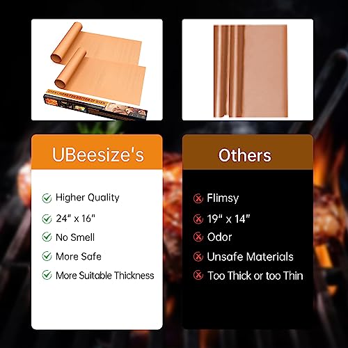 UBeesize 4 Pack Thickened Copper Oven Liners for Bottom of Oven BPA & PFOA Free, Reusable 16x24 Inch Heavy Duty Non Stick Teflon Oven Mats, Fit Electric Gas Toaster Convection Microwave Ovens Grills - color: Copper, size: 24"L x 16"W, style: 4 Pack