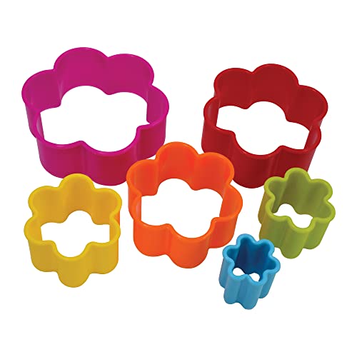 R&M Scalloped Plastic Biscuit & Cookie Cutters 6-Piece Set - Multicolor Nesting Fluted Cutters 1.125" to 3.625" for Baking, Sandwiches & Fondant - style: Scallop