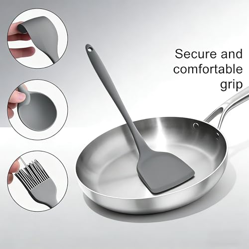 Silicone Baking Tools Set 6-Piece Kitchen Mixing Spatula Turner Brush Cake Spreader, Grizzly - color: Grizzly