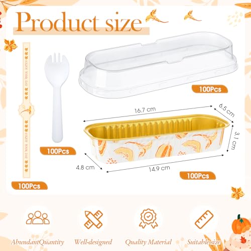 Tioncy 100 Pcs Mini Loaf Pans with Lids Spoons, Pumpkin - style: Pumpkin