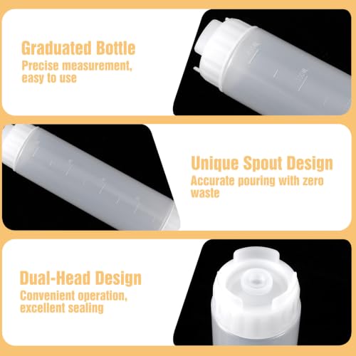 2 Pcs 16 oz Inverted Squeeze Bottles, Valve Condiment Dispenser (White) - color: White, size: 16 Ounces (Pack of 2)