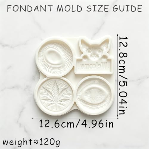 Dragon Eye Sphynx Cat fondant Mold, Leaf Welcome Cat Silicone Mold - color: Dragon Eye Fondant Mold