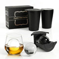 2.5" Clear Ice Ball Maker - Stainless Steel Sphere Ice Mold for Whiskey & Cocktails, Crystal Clear Round Ice Cube Tray with Easy-Release Silicone, Bourbon Gifts for Men, 2 Pack (Black) - size: 2 PACK
