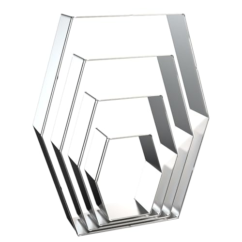 Long Hexagon Cookie Cutters Shapes Set with Assorted Sizes - 5 inch, 4 inch, 3 inch, 2 inch - Geometric Frame Plaque Cookie Cutters Shapes Molds - Stainless Steel - color: Hexagon-Long