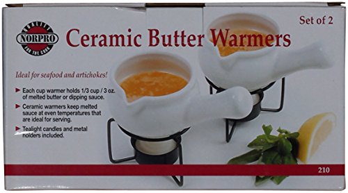 Norpro 2-Piece Ceramic Butter Warmer Set with Tea Lights