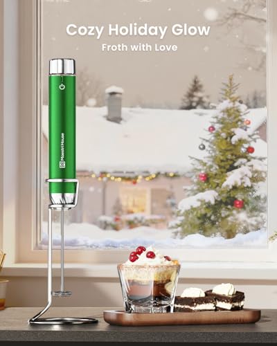 Maestri House LunaFro Max Rechargeable Milk Frother,Stepless Speed Control - color: Christmas Green (Gift Box)