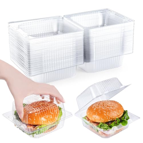 50 Pcs Heavy Duty Plastic Clear Clamshell Food Containers with Lids - color: 50Pcs Clear Clamshell Food Containers