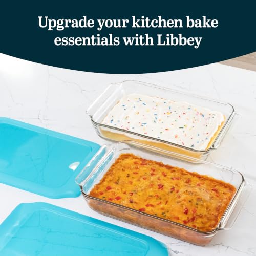Libbey Baker’s Premium 2 Piece Glass Baking Dish Set, Stackable Casserole Dish with Lid Set, Baking Glassware for Casseroles, Lasagna, Brownies, Cakes - color: Premium - 4pc Rectangle Set