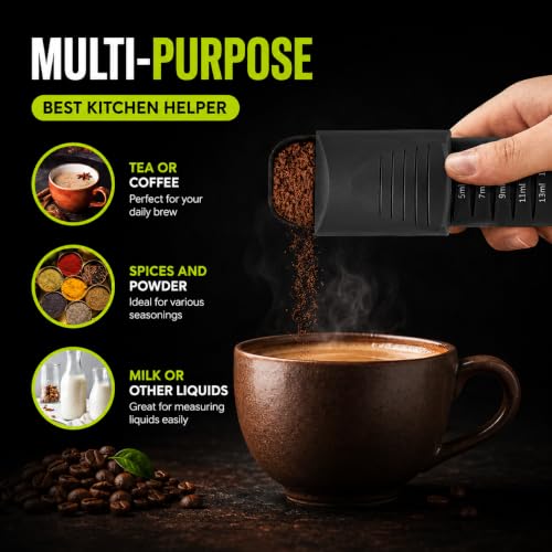 GOCHA Gadgets Adjustable Measuring Spoon, Double Ended, 9-in-1, Black - color: Black
