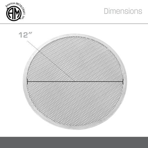 American Metalcraft 18712 Pizza Screen - Heavy Weight, 14 Gauge Aluminum - Mesh Design for Air Circulation - Commercial Quality Bakeware for Even Crust Baking - Hand Wash Only, 12in - size: 12-inch diameter, style: Pizza pan