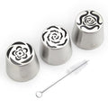 Stainless Steel Extra Large Russian Tulip Icing Tips Kit,4 Pcs Set - color: SILVER SET8