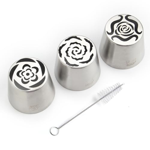 Stainless Steel Extra Large Russian Tulip Icing Tips Kit,4 Pcs Set - color: SILVER SET8