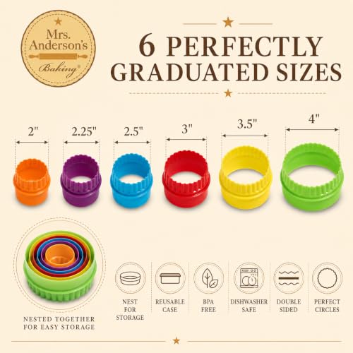 Mrs. Anderson’s Baking Double-Sided Graduated Cookie Biscuit Cutters, BPA-Free, Round, Set of 6 Graduated Sizes - size: Set of 6, Cookie Cutters