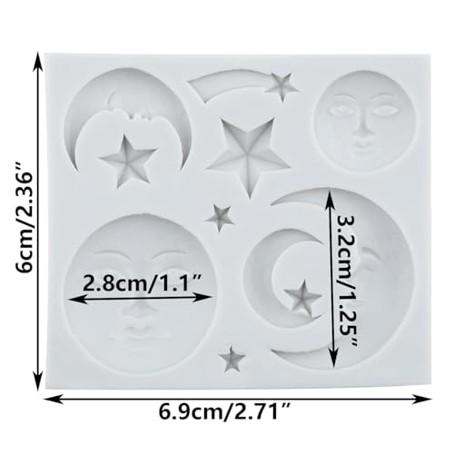 Sun Moon Face Silicone Molds Sun and Moon Face Star Fondant Mold - color: Style E