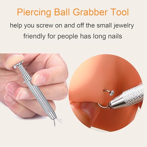 20g 16g 18g Piercing Taper Internal Threaded Piercing Taper Insertion Threader Tool Threadless Jewelry Changing Tool Horseshoe Nose Ring Labret Earring Studs Applicator Piercing Ball Grabber - color: C1- Graber + Insertion Threader Tool