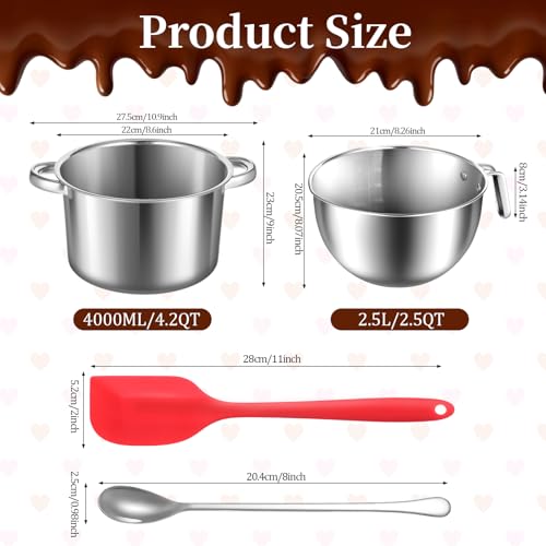 304 Stainless Steel Double Boiler with Spatula and Spoon
