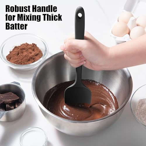 Doosu Silicone Cooking Spoon Spatula for Nonstick Cookware (2Pcs, Black) - color: Black, size: 11.1 & 11.4in