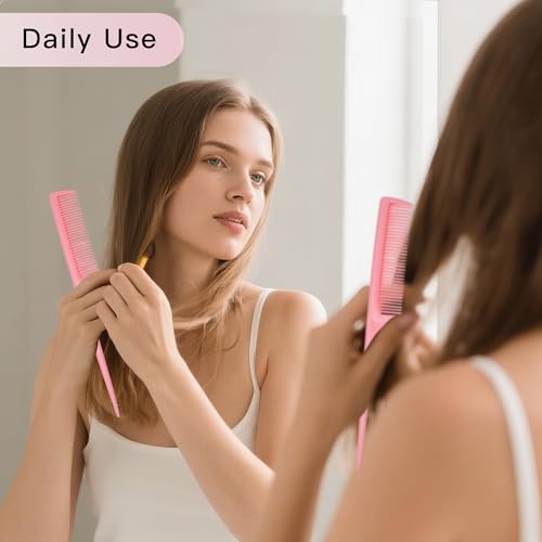 4 Pcs Rat Tail Comb Set for Women -Fine Tooth Styling comb with Pick, Anti-Static Heat Resistant Teasing Comb,Professional Hair Parting Tools for Smooth Detangling, Updos & Salon-Perfect Hairstyles. - color: Light purple-Baby blue-Pink-Blue
