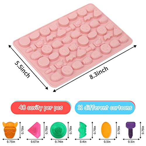 2Pcs Gummy Candy Molds Silicone, Chocolate Molds Hero with 48 Mini Cavities