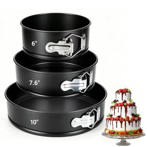 CARGEN Baking Pans Set of 3 Springform Pan for Cheesecake, 6" 7.6" 10" Size