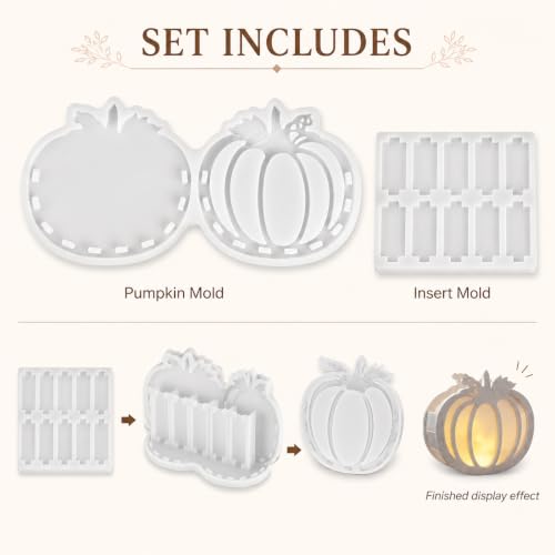3D Pumpkin Resin Molds Silicone Crafting Kit Shadow Box Lantern - color: pumpkin-2