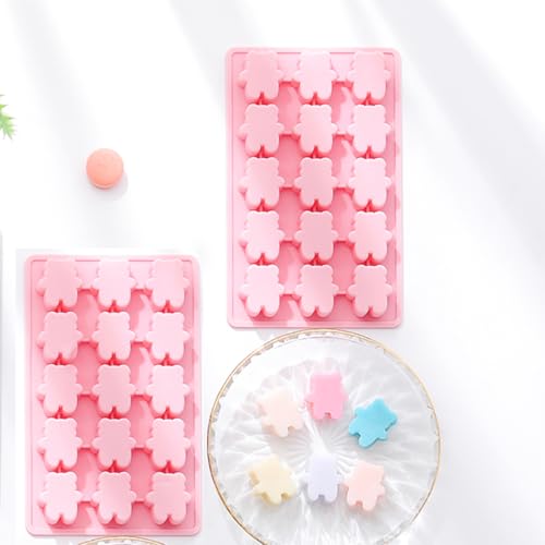 2-Pack Little Bear Shape Candy & Chocolate Silicone Molds, Non-stick, Pink - size: Little Bear