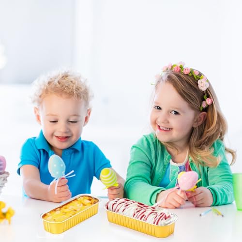 Mini Cake Pans with Lids and Spoons 200 Pack, Mini Loaf Pans with lids 6.8oz, Small Disposable Aluminum Foil Loaf Pans, Rectangular Baking Container for Party, Picnics and Housewarming (Gold) - color: Gold