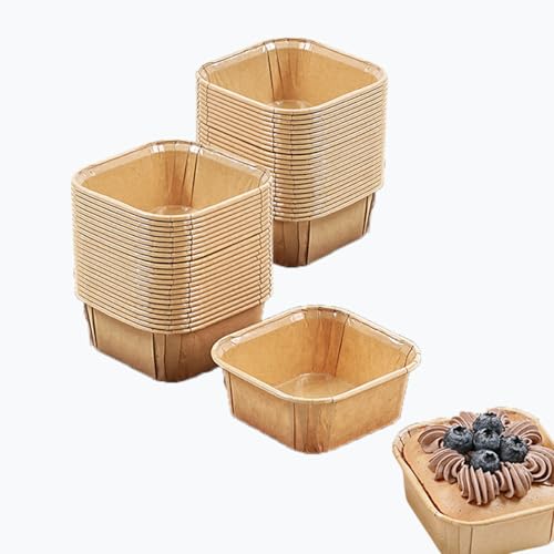 50 Pcs Square Cupcake Liners, Disposable Paper Loaf Pans for Baking - color: square-50