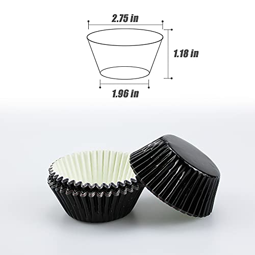Black Cupcake Liners for Baking,GOLF 500 Pack Standard Size Black Foil Cupcake Liners Wrappers Metallic Baking Cups,Muffin Paper Cases - color: Black