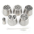 5 Pieces Stainless Steel XXL Russian Icing Nozzle Kit with 1 Ruffle Tip - color: SILVER SET13