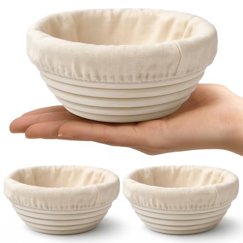 Fanfanwin Mini Banneton Proofing Baskets with Liner, 2 Pack, Round - style: Round