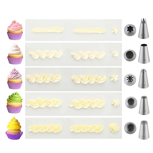 5 Pcs Large Piping Tips Set, Frosting Icing Tip for Decorating Cake Cupcake